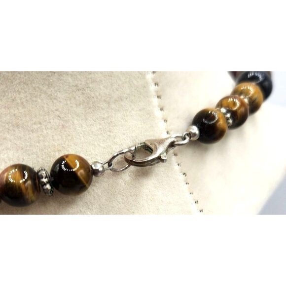 Tiger Eye Beaded Necklace With Tiger Eye Pendant - Picture 3 of 4